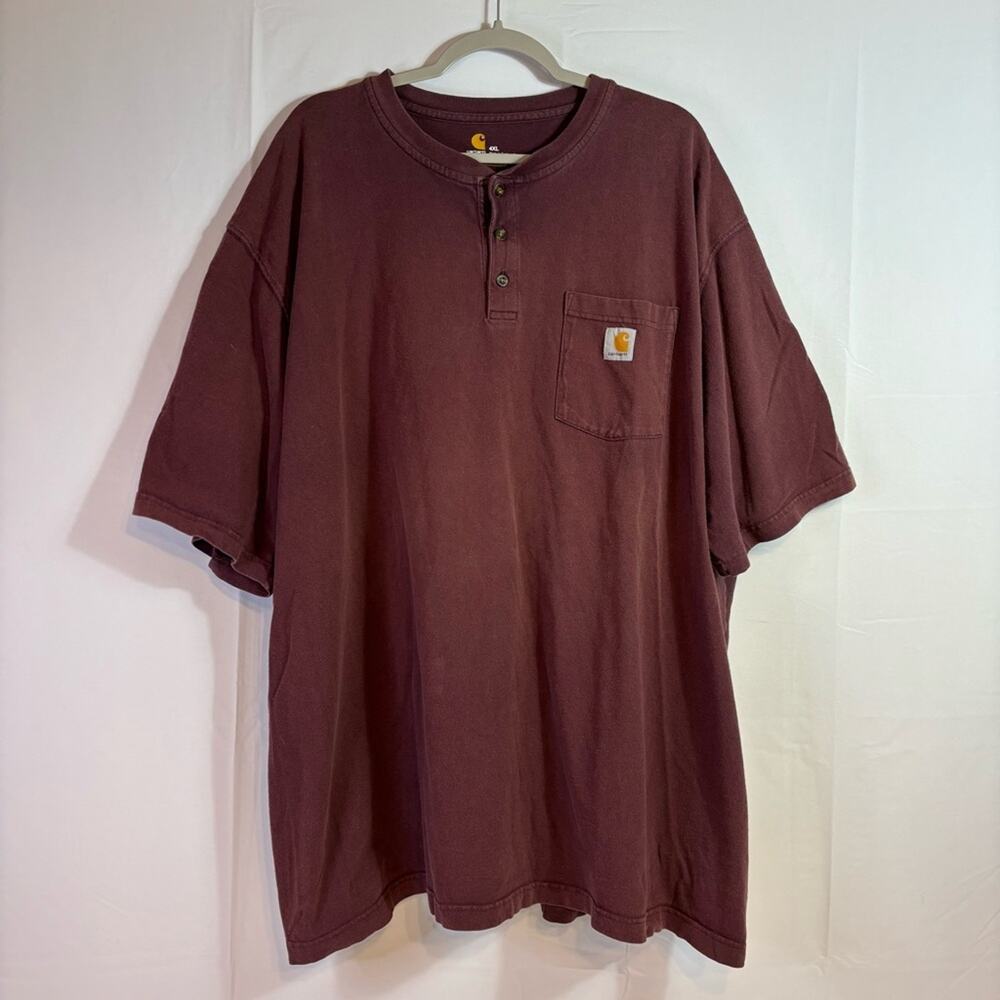 Carhartt Men's Burgundy Henley Shirt Size 4XL C0060